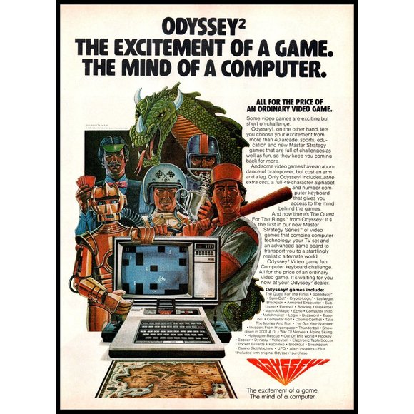 1981 Odyssey 2 Computer Video Game System Vintage Print Ad Retro Gaming Wall Art - Picture 1 of 1